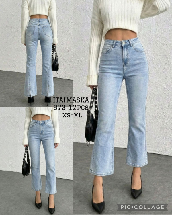 Spodnie damskie jeansy Roz XS-XL, 1 Kolor Paczka 12 szt